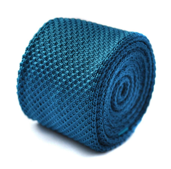 plain teal skinny knitted tie